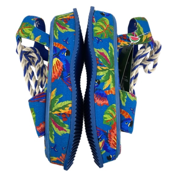 FARM Rio Blue Macaw Ankle Tie Platform Sandals - Picture 5 of 12